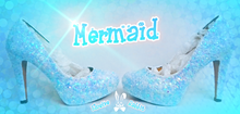 Cargar imagen en el visor de la galería, Mermaid Chunky Glitter Custom Personalized Womens Handmade Glitter Shoe High Heel Stiletto Thin Size 3 4 5 6 7 8 Platform Party Christmas UK