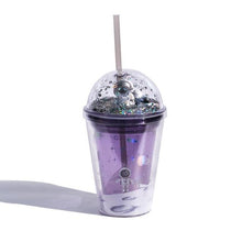 Cargar imagen en el visor de la galería, 380ml 500ml Interstellar Wandering Double Layer Straw Cup Creative Gift Astronaut Plastic Cup Children's Cute Colorful Water Cup