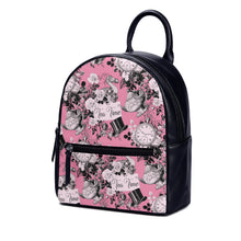 Load image into Gallery viewer, Time For Tea Alice in Wonderland Backpack Vibrant Pink Pattern