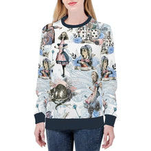 Cargar imagen en el visor de la galería, Alice in Wonderland Smokey Blue & White Sweathshirt Jumper