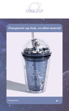 Cargar imagen en el visor de la galería, 380ml 500ml Interstellar Wandering Double Layer Straw Cup Creative Gift Astronaut Plastic Cup Children's Cute Colorful Water Cup