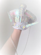 Load image into Gallery viewer, Ready to Go Sale Item Bridal Bride Festival Hat Captain Sailor Headdress Fascinator Races Engagement Steampunk Mermaid Birthday Party Headband Piece Sequin Bling