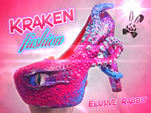 Cargar imagen en el visor de la galería, Kraken Fushion Heels Custom Hand Sculpt Paint Shoe Size 3 4 5 6 7 8 High Wedge Sea Abyss Creature Monster Mythical Octopus Squid