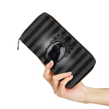 Cargar imagen en el visor de la galería, Nevermore Black Grey Edgar Allan Poe Raven Clutch Purse Wednesday Addams