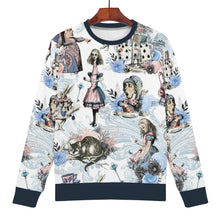 Cargar imagen en el visor de la galería, Alice in Wonderland Smokey Blue & White Sweathshirt Jumper