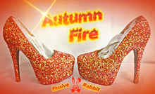 Lade das Bild in den Galerie-Viewer, Autumn Fire Chunky Glitter Custom Personalized Women Handmade Glitter Shoe High Heel Stiletto Thin Size 3 4 5 6 7 8 Platform Party Christmas