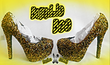 Load image into Gallery viewer, Bumble Bee Chunky Glitter Custom Personalized Women Handmade Glitter Shoe High Heel Stiletto Thin Size 3 4 5 6 7 8 Platform Party Christmas