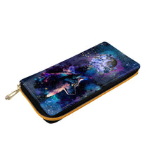 Cargar imagen en el visor de la galería, Cosmic Wolf Gothic Nebula Galaxy Moon Space Celestial star Clutch Wallet Purse Zipper Card Holder Clutch Gift Set For Her Christmas Birthday