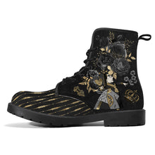 Load image into Gallery viewer, Allure Alice Black Gold and Grey Wonderland Boots