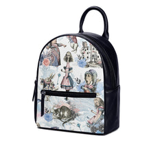 Cargar imagen en el visor de la galería, Alice in Wonderland Backpack White and Baby Blue Pattern