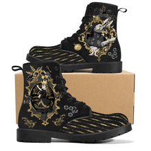 Load image into Gallery viewer, Allure Alice Black Gold and Grey Wonderland Boots