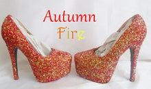 Lade das Bild in den Galerie-Viewer, Autumn Fire Chunky Glitter Custom Personalized Women Handmade Glitter Shoe High Heel Stiletto Thin Size 3 4 5 6 7 8 Platform Party Christmas