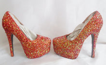 Lade das Bild in den Galerie-Viewer, Autumn Fire Chunky Glitter Custom Personalized Women Handmade Glitter Shoe High Heel Stiletto Thin Size 3 4 5 6 7 8 Platform Party Christmas