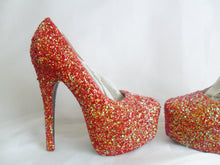 Lade das Bild in den Galerie-Viewer, Autumn Fire Chunky Glitter Custom Personalized Women Handmade Glitter Shoe High Heel Stiletto Thin Size 3 4 5 6 7 8 Platform Party Christmas