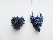 Lade das Bild in den Galerie-Viewer, Dragon Head Necklace Ring Set Custom Hand Sculpt Paint Black Multicolour Kraken Adjustable Mens Womens Unisex Jewelry Goth Gothic rockabilly