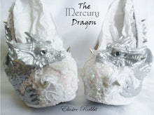 Load image into Gallery viewer, The Mercury Dragon Heels Custom Hand Sculpt Kraken Shoe Size 3 4 5 6 7 8 High Wedge Fantasy Mythical Bridal Wedding Alternative White Lace