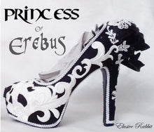Cargar imagen en el visor de la galería, Princess of Erebus Heels PoE Bridal Gothic lace Skull Goth Wedding Custom Shoe Size 3 4 5 6 7 8 Halloween Alternative Kraken Cosplay
