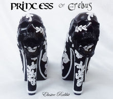 Cargar imagen en el visor de la galería, Princess of Erebus Heels PoE Bridal Gothic lace Skull Goth Wedding Custom Shoe Size 3 4 5 6 7 8 Halloween Alternative Kraken Cosplay