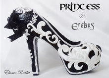 Cargar imagen en el visor de la galería, Princess of Erebus Heels PoE Bridal Gothic lace Skull Goth Wedding Custom Shoe Size 3 4 5 6 7 8 Halloween Alternative Kraken Cosplay
