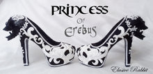 Cargar imagen en el visor de la galería, Princess of Erebus Heels PoE Bridal Gothic lace Skull Goth Wedding Custom Shoe Size 3 4 5 6 7 8 Halloween Alternative Kraken Cosplay