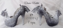 Charger l'image dans la galerie, The Misty Dragon Heels Custom Hand Sculpt Paint Shoe Size 3 4 5 6 7 8 High Wedge Fantasy Mythical Bridal Wedding Alternative White Scales