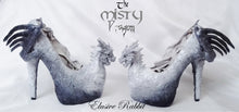 Charger l'image dans la galerie, The Misty Dragon Heels Custom Hand Sculpt Paint Shoe Size 3 4 5 6 7 8 High Wedge Fantasy Mythical Bridal Wedding Alternative White Scales