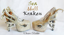 Carica l'immagine nel visualizzatore di Gallery, The Sea Shell Kraken Heels Custom Hand Sculpt Paint Shoe Size 3 4 5 6 7 8 High Wedge Sea Abyss Creature Monster Mythical Octopus Squid