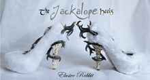 Load image into Gallery viewer, The Jackalope Heels Antlers Horn Fawn Fur White Rabbit Bunny Custom Kraken Sculpt Paint Shoe Size 3 4 5 6 7 8 High Wedge Mythical Deer Stag