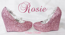 Load image into Gallery viewer, Bridal Rose Pink Chunky Glitter Wedding Custom Personalized Women Handmade Glitter Shoe High Heel Wedding Bridal Size 3 4 5 6 7 8 Platform