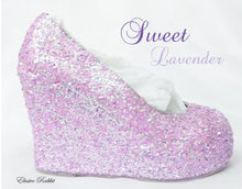 Cargar imagen en el visor de la galería, Lilac Lavender Bridal Chunky Glitter Wedding Custom Personalized Women Peep Toe Glitter Shoe High Heel Stiletto Thin Size 3 4 5 6 7 8