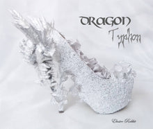 Carica l'immagine nel visualizzatore di Gallery, Dragon Typhon Heels White crystal Quartz Diamond Custom Hand Sculpt Kraken Shoe Size 3 4 5 6 7 8 Glitter Fantasy Mythical Bridal Wedding