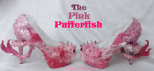 Cargar imagen en el visor de la galería, The Pink Pufferfish Heels Sea Spikes Custom Hand Sculpt Paint Shoe Size 3 4 5 6 7 8 High Wedge Fantasy Mythical Kraken octopus Alternative