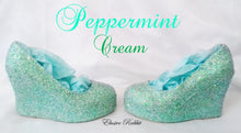 Load image into Gallery viewer, Mint Green Bridal Chunky Glitter Wedding Custom Personalized Women Peep Toe Glitter Shoe High Heel Stiletto Thin Size 3 4 5 6 7 8