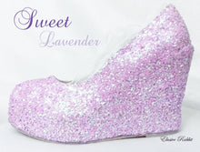 Cargar imagen en el visor de la galería, Lilac Lavender Bridal Chunky Glitter Wedding Custom Personalized Women Peep Toe Glitter Shoe High Heel Stiletto Thin Size 3 4 5 6 7 8