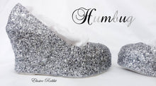 Load image into Gallery viewer, Silver Black Bridal Chunky Glitter Wedding Custom Personalized Women Peep Toe Glitter Shoe High Heel Stiletto Thin Size 3 4 5 6 7 8