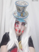 Cargar imagen en el visor de la galería, John Tenniel's Classic 1865 Alice In Wonderland Decoupage Custom Personalised Women Top Hat Mini Blue Paper Tea Party Wedding Bridal UK