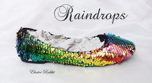 Cargar imagen en el visor de la galería, Rainbow Raindrops Scales Wedding Bridal Heel Mermaid Reversible Sequin Fabric Heels Custom Personalized Shoe Size 3 4 5 6 7 8 Party Pride
