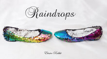 Cargar imagen en el visor de la galería, Rainbow Raindrops Scales Wedding Bridal Heel Mermaid Reversible Sequin Fabric Heels Custom Personalized Shoe Size 3 4 5 6 7 8 Party Pride