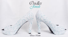 Load image into Gallery viewer, Oodles Jewels Bridal White Teal Blue Green Chunky Glitter Wedding Custom Personalized Women Peep Toe Glitter Shoe High Heel Size 3 4 5 6 7 8