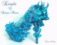 Cargar imagen en el visor de la galería, Knight of Doom Mons Heels Blue crystal Quartz Diamond Custom Hand Sculpt Kraken Shoe Size 3 4 5 6 7 8 Glitter Fantasy Bridal Wedding