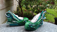 Carica l'immagine nel visualizzatore di Gallery, The Aquarius Kraken Heels Custom Hand Sculpt Paint Shoe Size 3 4 5 6 7 8 High Wedge Sea Abyss Creature Monster Mythical Octopus Squid
