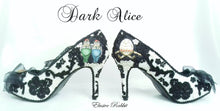Load image into Gallery viewer, Dark Alice Gothic Vintage John Tenniel's Classic 1865 Alice In Wonderland Lace Black Custom Heel Shoe Flat Size 3 4 5 6 7 8 Wedding Bridal