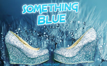 Carica l'immagine nel visualizzatore di Gallery, Something Blue Glitter Wedding Bridal Heel Custom Personalized Women Shoe Chunky Size 3 4 5 6 7 8 Wedge Dusky Metallic Steel Cinderella Dark