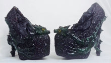 Load image into Gallery viewer, Emerald Dragon Heels Custom Sculpt Paint Kraken Green Black Octopus Shoe Size 3 4 5 6 7 8 High Platform goth gothic fashion rockabilly punk