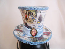 Cargar imagen en el visor de la galería, John Tenniel's Classic 1865 Alice In Wonderland Decoupage Custom Personalised Women Top Hat Mini Blue Paper Tea Party Wedding Bridal UK