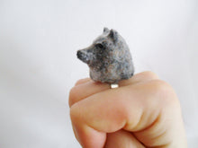 Cargar imagen en el visor de la galería, Wolf Head Faux Fur Ring Custom Hand Sculpt Paint Winter Silver Adjustable Mens Womens Unisex Jewelry Octopus Kraken inspired