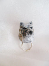 Cargar imagen en el visor de la galería, Wolf Head Faux Fur Ring Custom Hand Sculpt Paint Winter Silver Adjustable Mens Womens Unisex Jewelry Octopus Kraken inspired