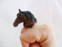 Załaduj obraz do przeglądarki galerii, Horse Head Ring Custom Hand Sculpt Paint Chesnut Silver Adjustable Mens Womens Kraken octopus Unisex Jewelry Unicorn Race