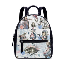 Cargar imagen en el visor de la galería, Alice in Wonderland Backpack White and Baby Blue Pattern