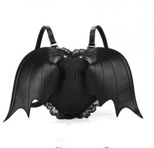 Cargar imagen en el visor de la galería, Punk Wings Leather Backpack Gothic Women's Men's Black Retro Backpack Steampunk Fashion Travel Casual Backpack